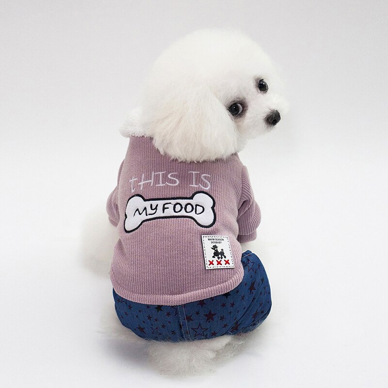 Inverno quente do cão de estimação macacão roupas roupas cães padrão osso filhote de cachorro cachorro gatos quatro perna casaco trajes s xxl xxl: Pink / XXL