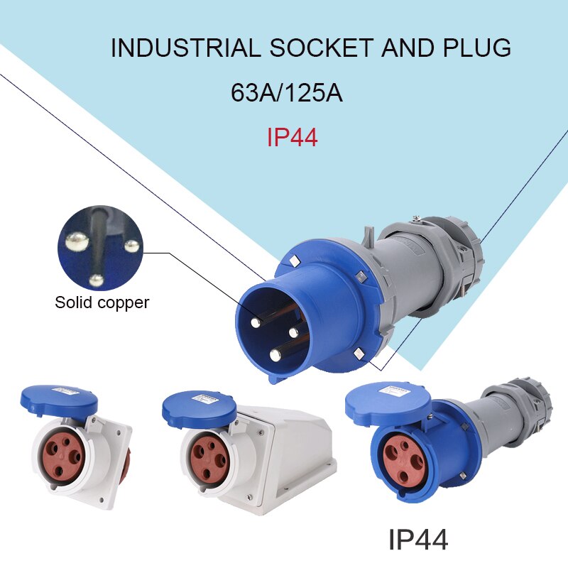 MN Industrial Plug and Socket 63A 3pole 4pole 5pole IP44 Wall Mounted Socket Panel Mounted Coupler NONWaterproof 220V 380V 415V