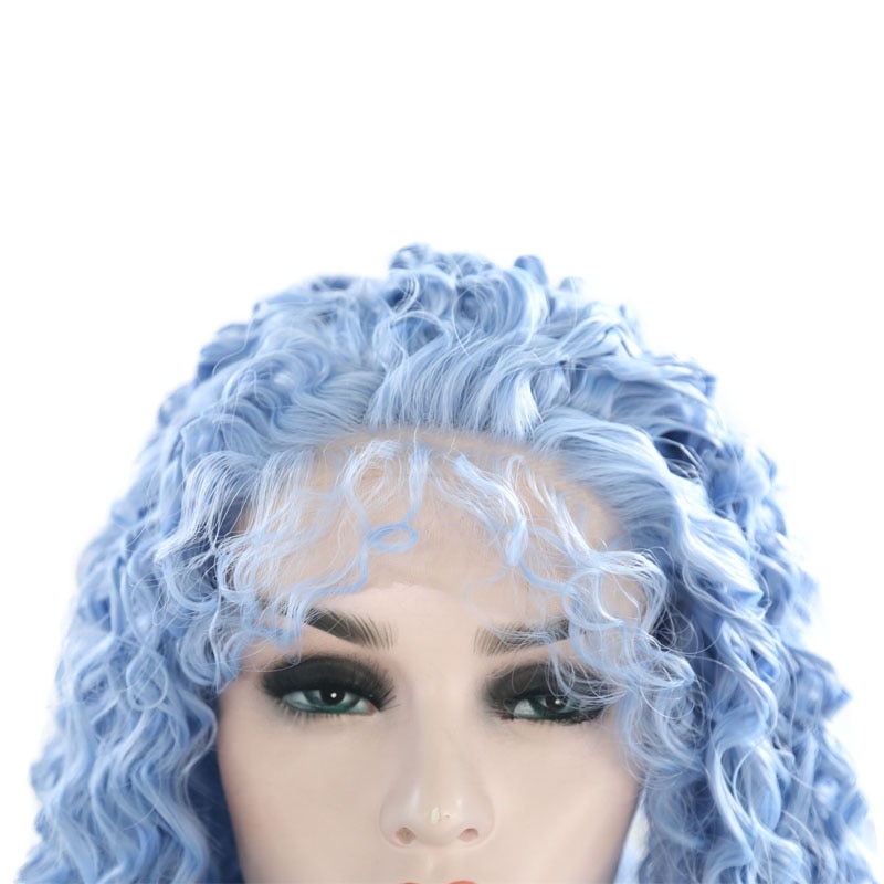 JOY&BEAUTY Synthetic Lace Wig Blue Long Curly Synthetic Lace Front Wig ...