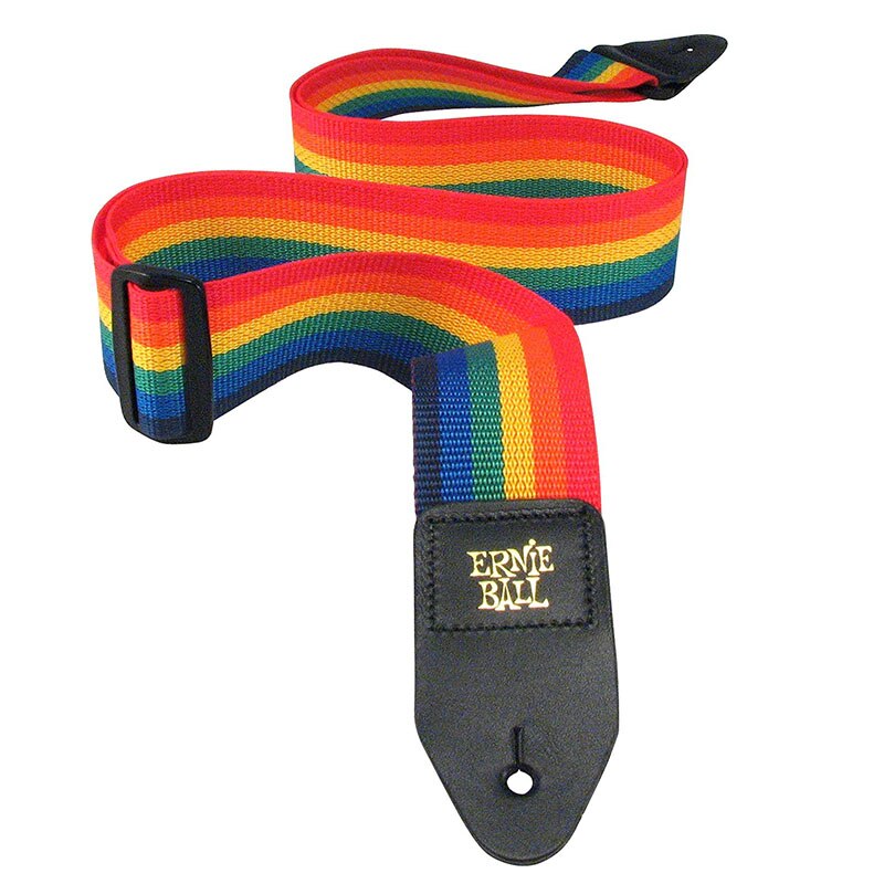 Ernie ball polypro gitaarband met leren uiteinden, comfortabele gitaarband voor akoestische, folk-, elektrische gitaar en basgitaar.: Multi
