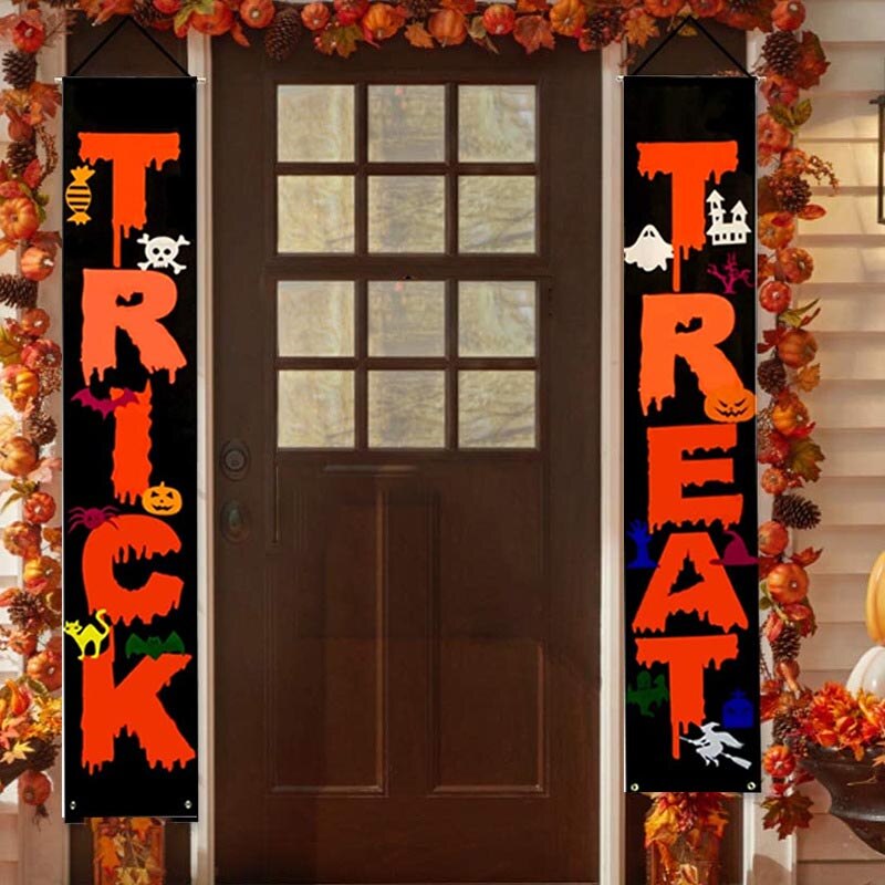 Décorations d'halloween en plein air intérieur bannières astuce ou Hocus Pocus grand porche signes sorcière décor pour la maison Halloween bannière: B