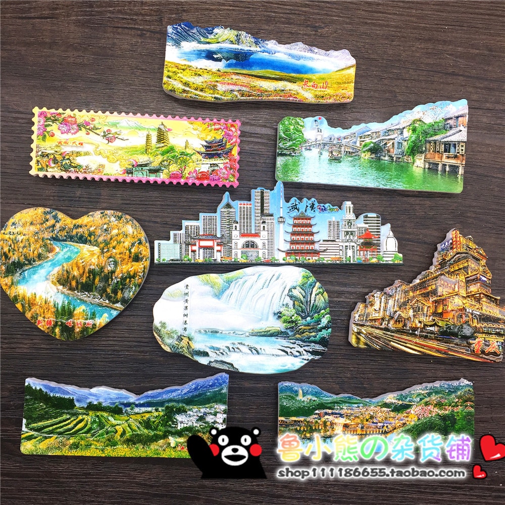 China City Tourist Souvenirs Koelkast Sticker Changbai Wuzhen Wuhan Guizhou Xinjiang Yunan Magneet Home Decor