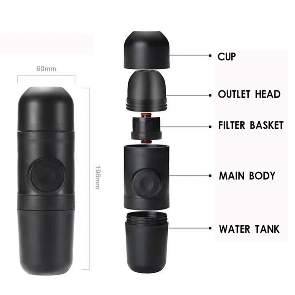 mini manuell kaffetrakter 70ml til hjemme bil reise kontor håndholdt espresso trykk kaffemaskin trykk forsyninger tilbehør