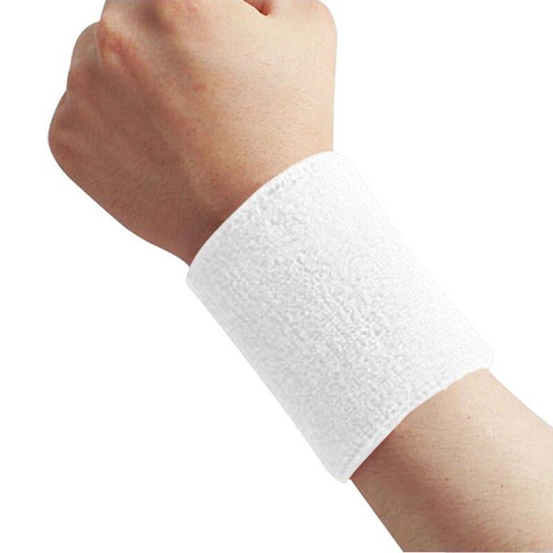 2 Stuks Sport Zweetband Badstof Pols Zweet Bands Tennis Squash Badminton Basketbal Polsband Gym Crossfit Pols Wraps Gyh: WHITE