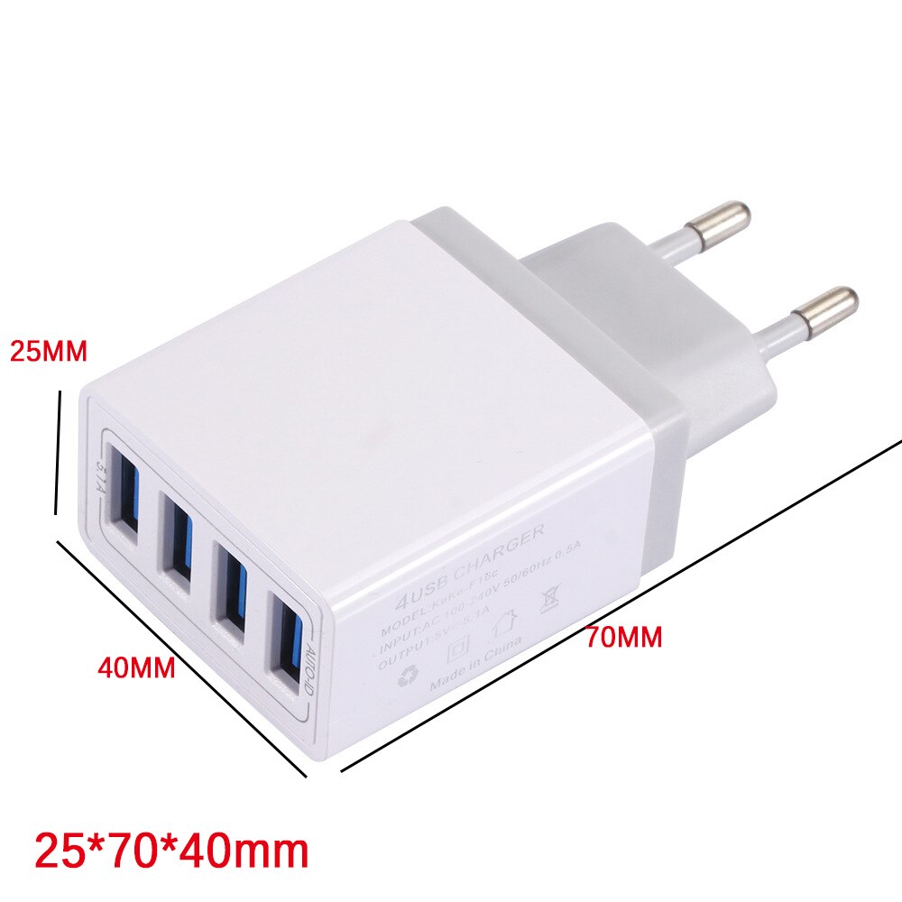 Universele 4 USB Reizen Mobiele Telefoon Oplader Adapter voor iPhone Samsung 5V 5.1A Smart Opladen Hoofd Smart Telefoon USB fast charger