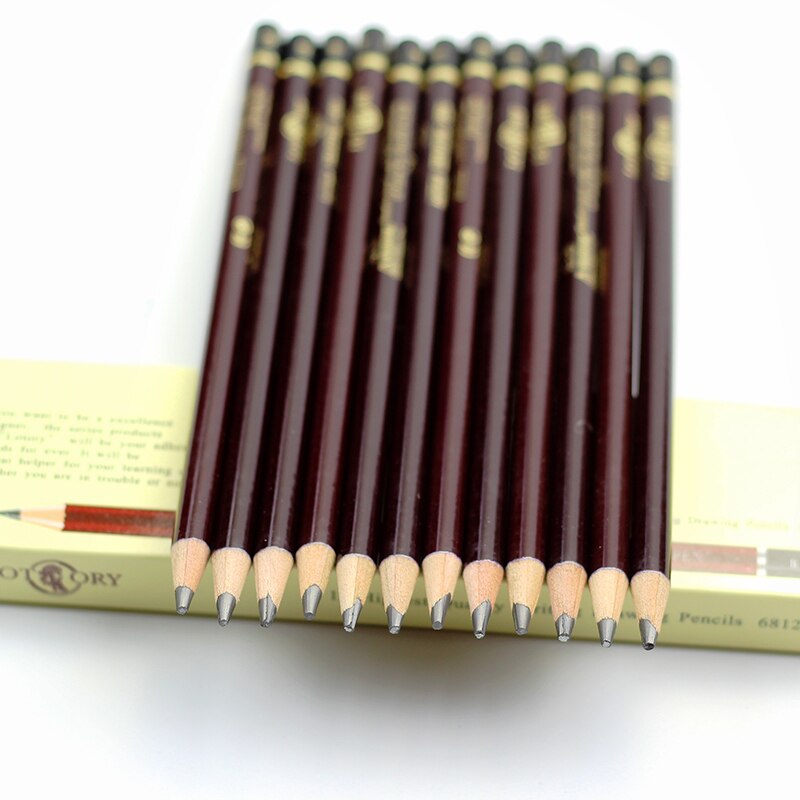 Lotory 12Pcs Drawing Pencils Set Wooden Sketch Graphite Pencil HB/B/2B/8B/12B Simple Pencil For School Office Stationery Crayon