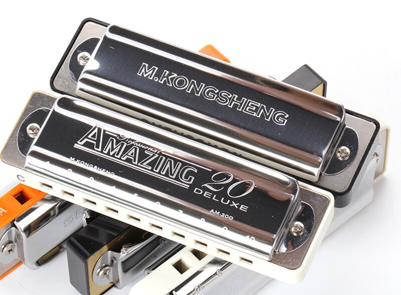SevenAngel Blues Harmonica - 10 Hole Diatonic Key of C - Phosphor Bronze Reeds - 103x30x20mm
