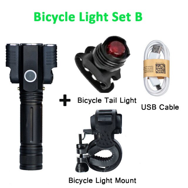 Fiets Licht Voor Mtb Fietsen Lichten Usb Oplaadbare Fiets Led Licht Voor Lamp Fiets Achterlicht Ciclismo Fiets Lantaarn: Bicycle Light Set B