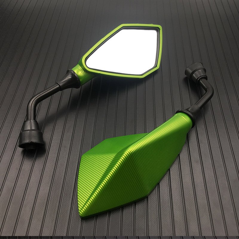 Espejo retrovisor para motocicleta, retrovisores convexos para Scooter y Motocross, electromóvil, lateral trasero, 10mm, 2 unids/par: Green