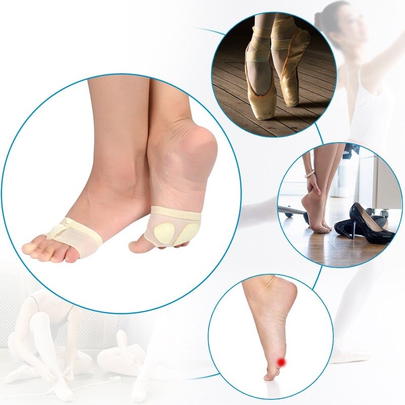 Elino Women Belly Ballet Forefoot Toes Half Pads Dance Gym Paw Metatarsal Thong Protector Lyrical Socks Shoes Split Insoles