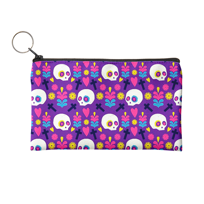 Unisex terrore cranio portamonete donna Mini porta carte di tela portafoglio piccolo borsa borsa di stoccaggio giornaliera pochette per ragazze Kawaii: style5