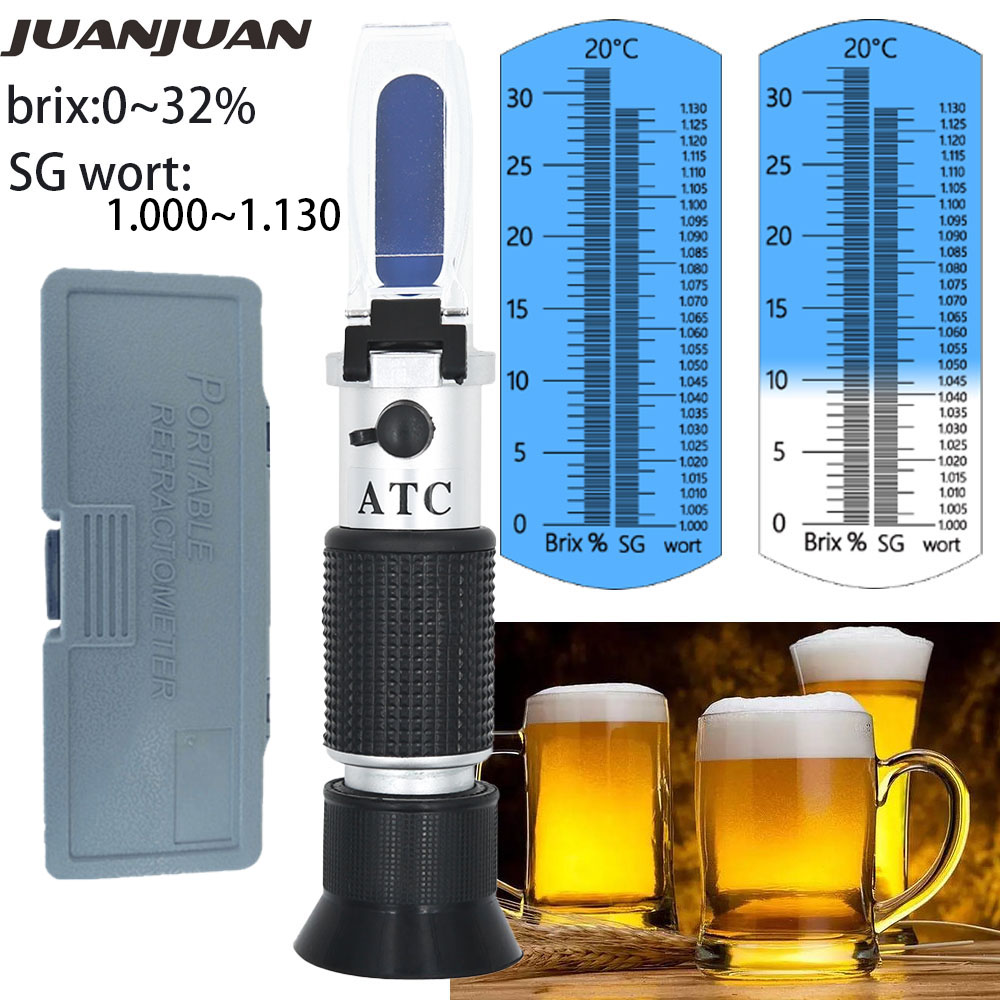 Alcohol Refractometer SG 1.000-1.130 Bier Alcoholmeter Hydrometer Brix 0-40% Suiker Alcohol 0-25% Dual Schaal Meter voor Moonshine: Rood
