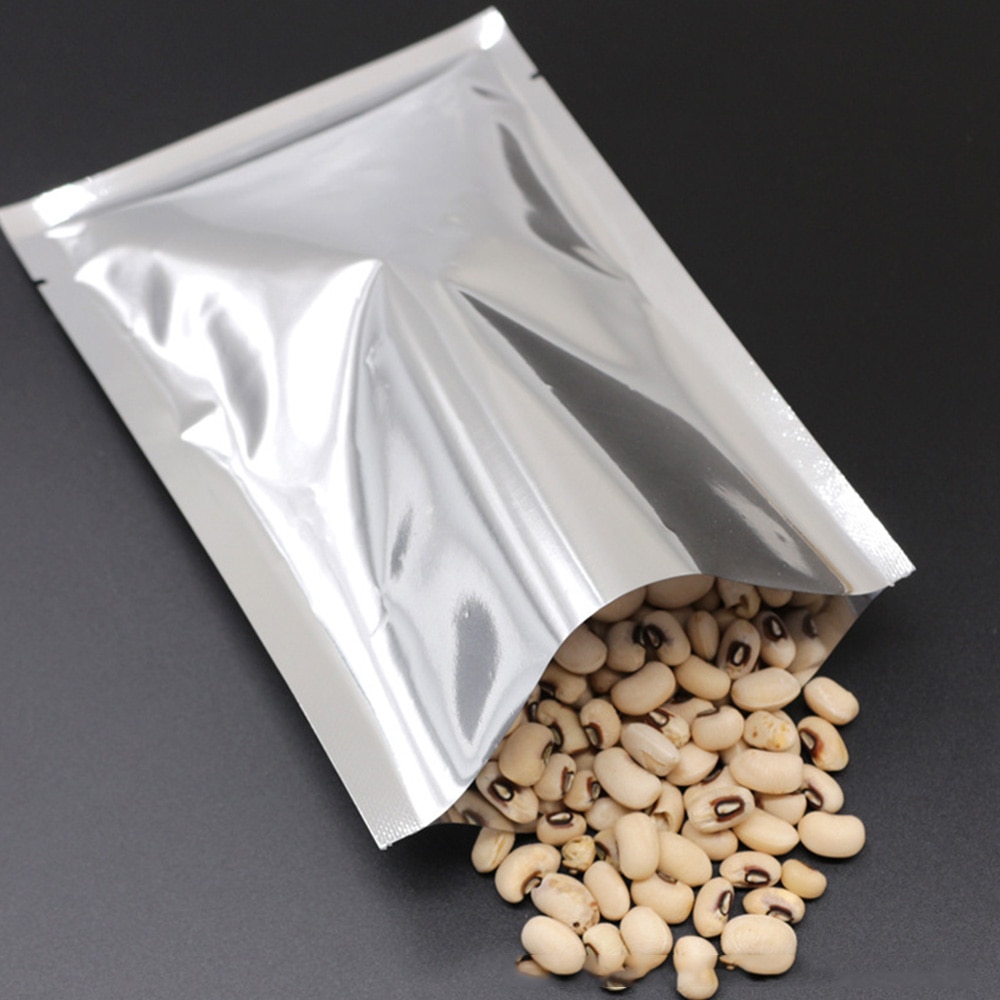 100PCS Silver Aluminum Foil Mylar Bags Vacuum Sealer Zipper Food Saver Bag Storage Pouches For Kitchen Supplies