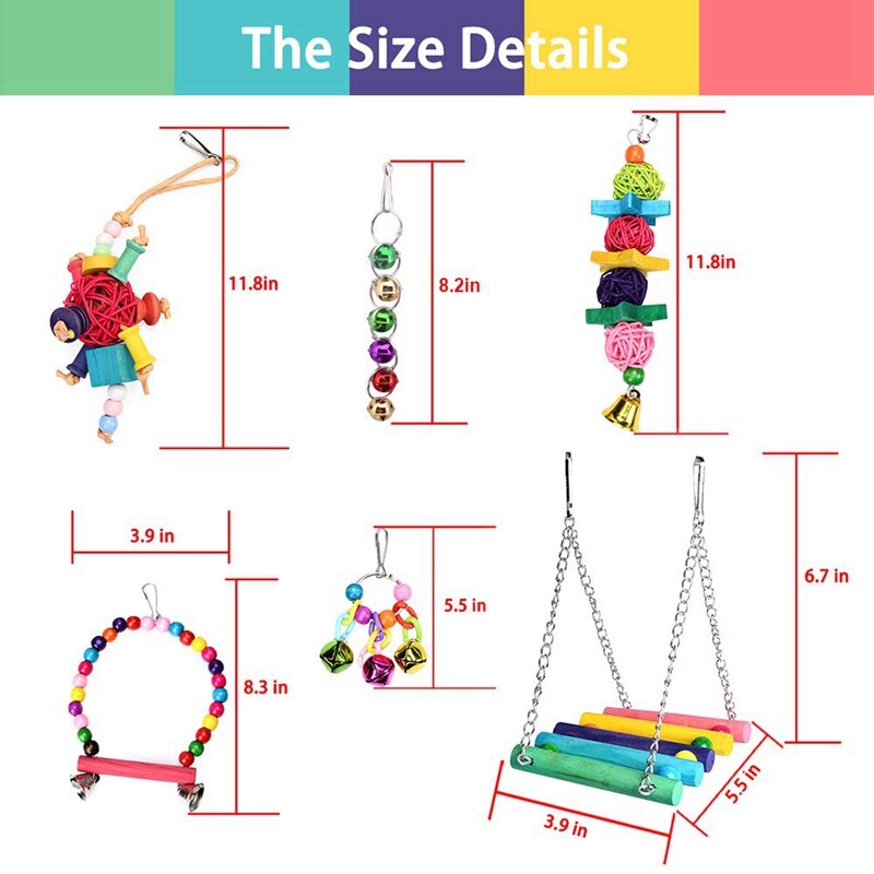 Bird Parrot ToysBird Hanging Shredding Swing ChewBirds Ladder Bell