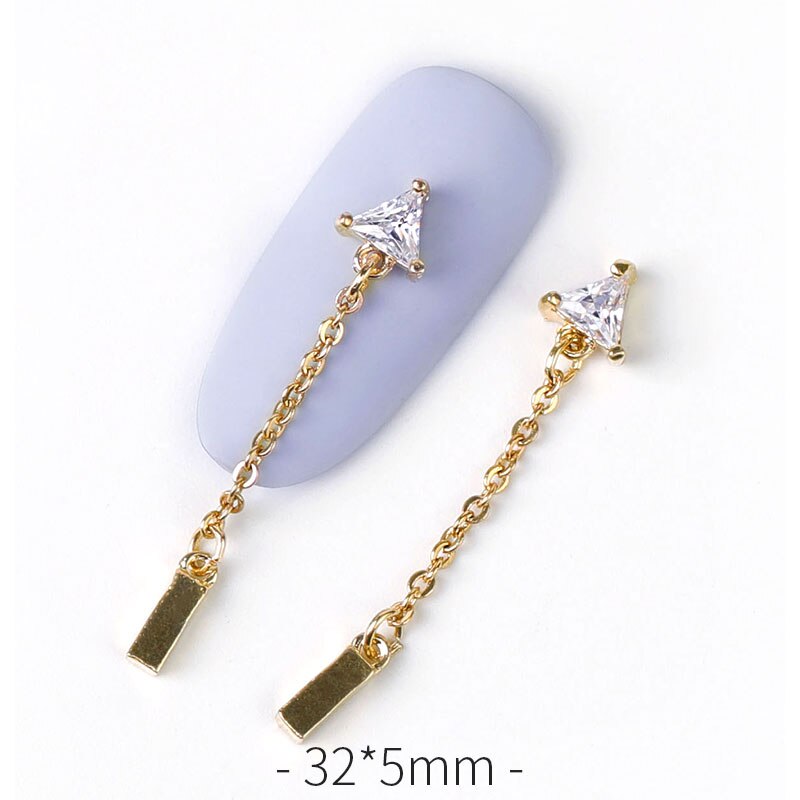 2 pieces water Crystal Dangle Chain Charms Nail Jewelry Decorations 6 type luxury Zircon Crystal Rhinestones For Nails: 121-8