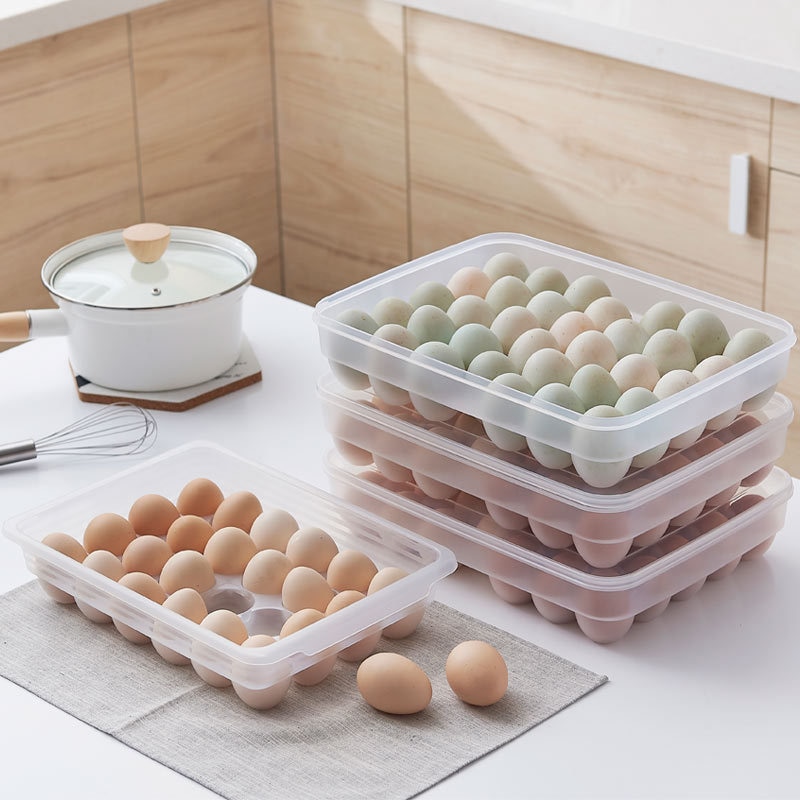 34 Grid Egg Storage Box Refrigerator Food Preservation Box Organizer Kitchen Accessories Plastic Tray Vegetable Rack -proof
