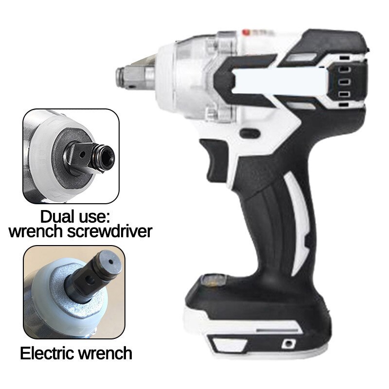 1/2 "360Nm Koppel Impact Elektrische Wrench Krachtige Draadloze Borstelloze Wrench Driver Slagmoersleutel Gereedschap Led Job Licht Boor Tool: WHITE