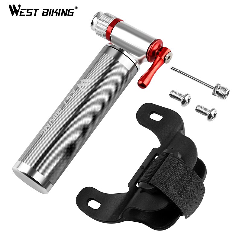 WEST BIKING-Mini bombas de bicicleta, de aleación de aluminio, portátil, con válvula de bolsillo, para llanta de bicicleta de montaña