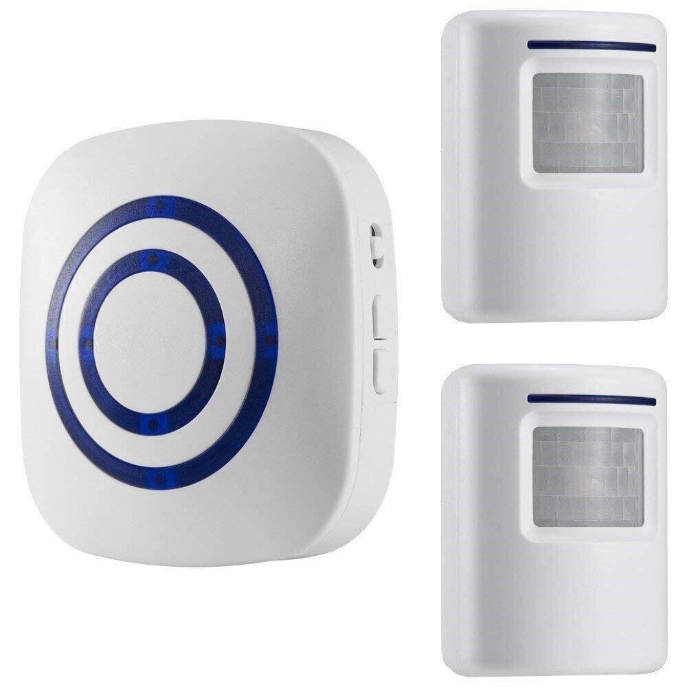 110V-240V Wireless Doorbell PIR Infrared Sensor Motion Detector Entry Door Bell Alarm w/ Receiver & Transmitter EU Plug: 2 Sensor 1 Receiver