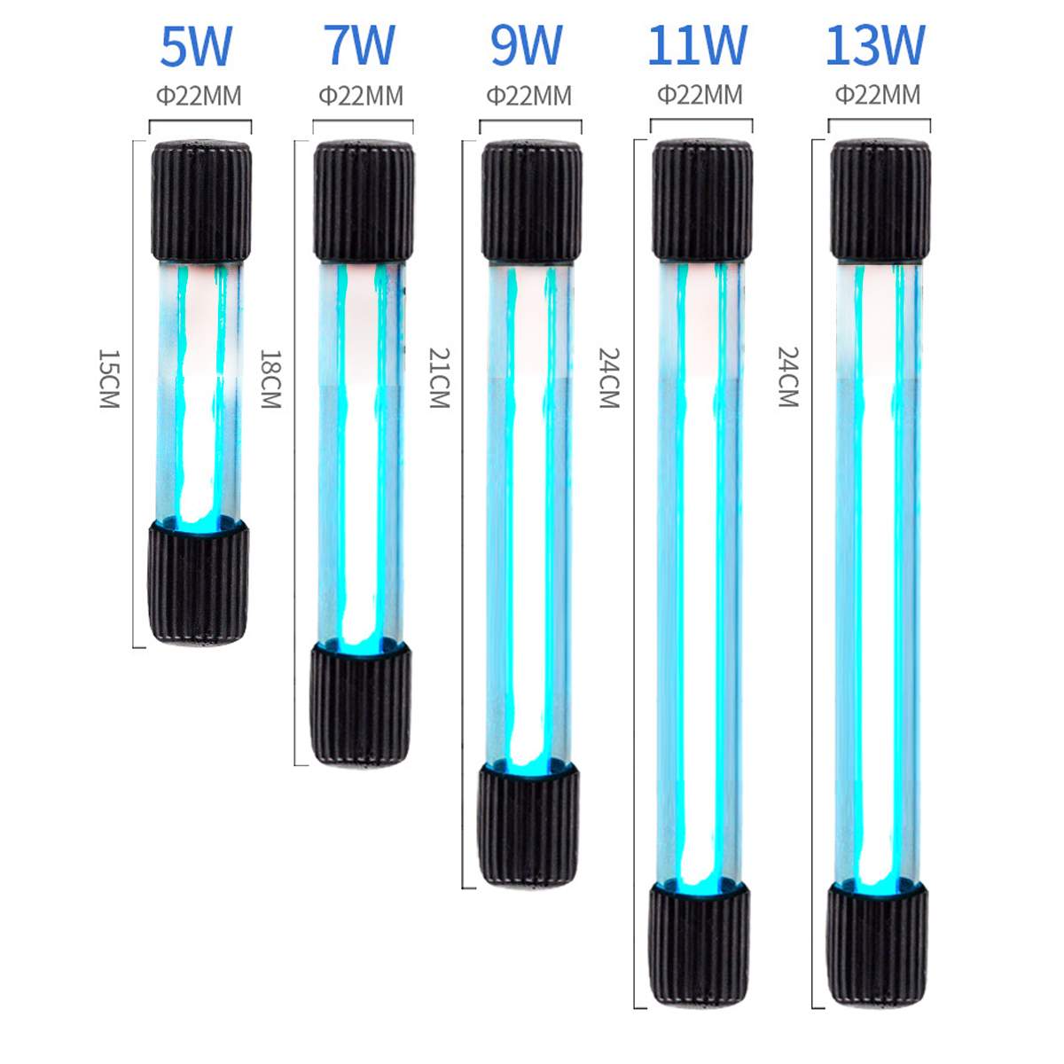 5/7/9/11/13W Aquarium Submersible UV Sterilizer Underwater Lights Quartz Glass Fish Tank Underwater Purifier Lamp