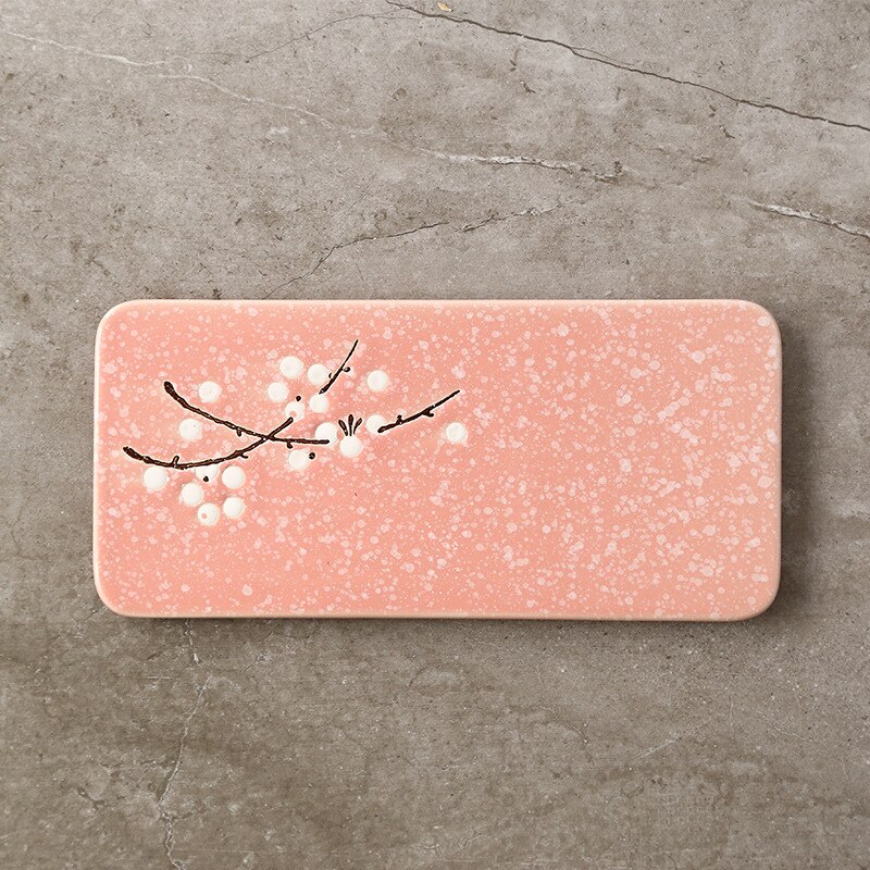 Japanese-style hand-painted underglaze ceramic tableware restaurant rectangular snack pad flat sushi dish set plate: A