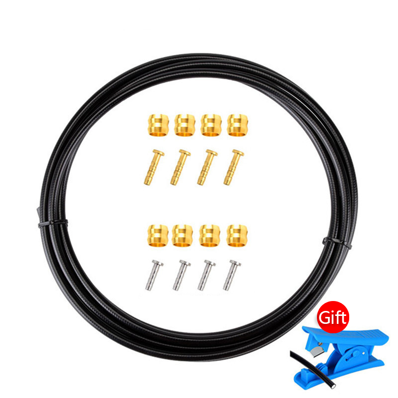 MTB 2.5m przewód hamulcowy rowerowy 5mm nylon Mountian rower tarcza hydrauliczna rura olejowa wąż rurowy BH59/BH90 igła olejowa T głowica: czarny zestaw