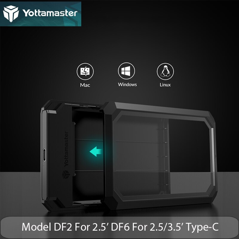 Yottamaster 2.5 3.5 tums hårddiskhölje hdd ssd sata 6 gbps 10 gbps hdd hdd typ-c typ -b 12 v 2a 7-9.5mm 7-15mm hölje