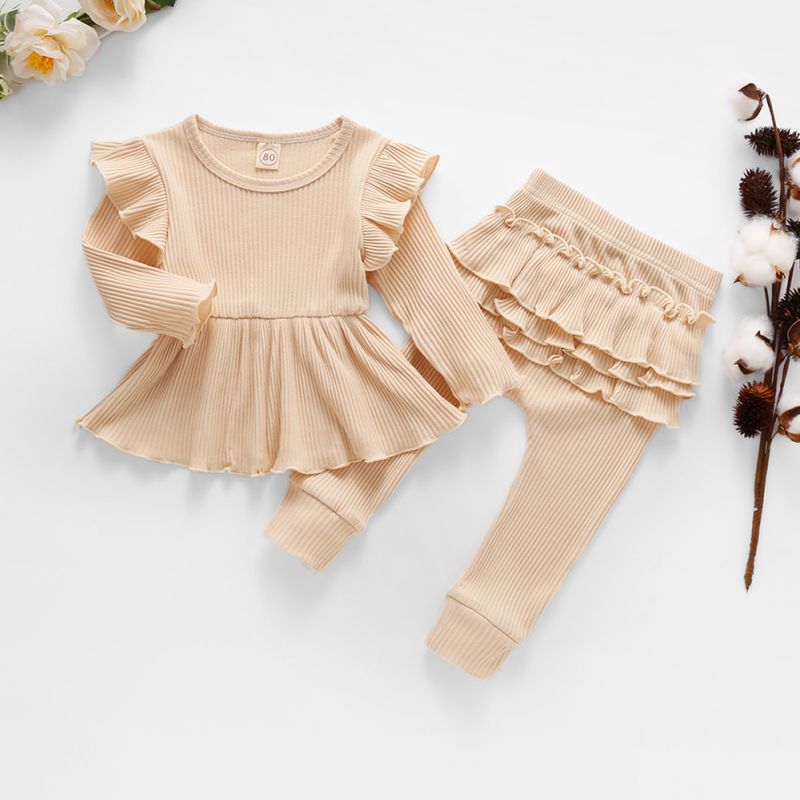 Ragazze 2pcs Autunno 6M-4T Del Bambino Della Ragazza Dei Bambini Del Manicotto Lungo Set O-Collo Del Cotone delle Magliette E Camicette E pantaloni Del Bambino Del Bambino Vestiti Della Ragazza di Inverno