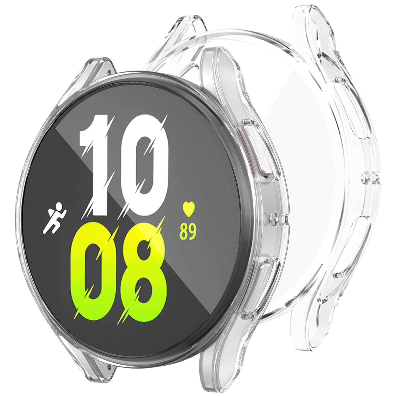 Coque pour Samsung Galaxy Watch 4/5 44mm 40mm classique 46mm 42mm protecteur d'écran TPU couverture de pare-chocs complète pour montre 5 pro 45mm: Jaune et Vert / 9 Pouces