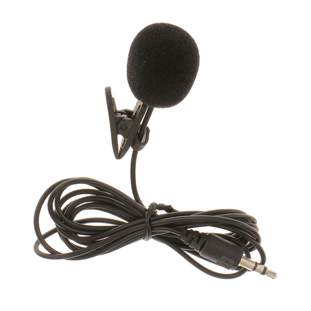3.5mm Jack Plug Mini Clip On Microphone Mic With Tie Collar Shirt Clip Black