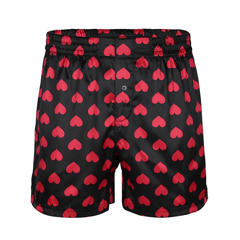 herren Cute Liebe Herz Druck Klassische Weiche Boxer Shorts Leichte Lose Outfit Lounge Shorts für Strand Party Sommer Kleidung: Black / M