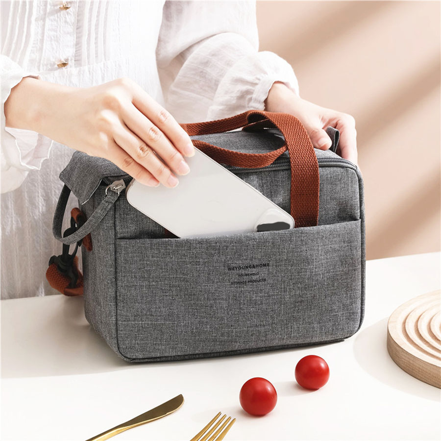 Przenośna torba na lunch do izolowanego termicznie pudełka na drugie śniadanie Tote Cooler Handbag Wodoodporna torba Bento Office Torby na ramię na żywność