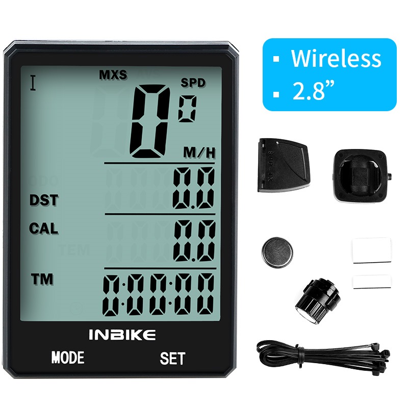 Velocímetro inalámbrico para bicicleta de 2,8 pulgadas, odómetro, a prueba de lluvia, cronómetro de temperatura medible para ciclismo: white wireless