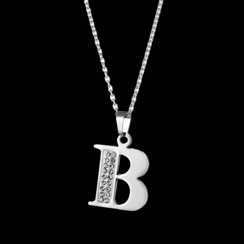 modisch Edelstahl Zirkon A-Z Alphabet Anhänger Kette Halskette Für Frauen Männer Punk Initial Buchstaben Name Halskette Schmuck