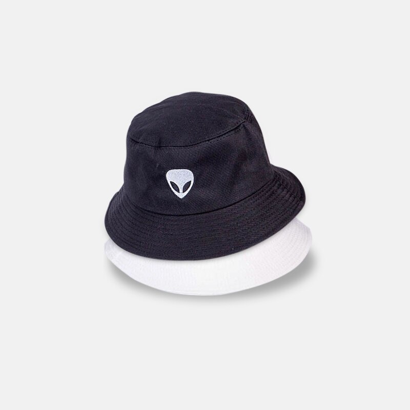 Svart vit solid bucket hatt unisex hatt hip hop goros herr dam sommar panama hatt strand sol fiske hatt