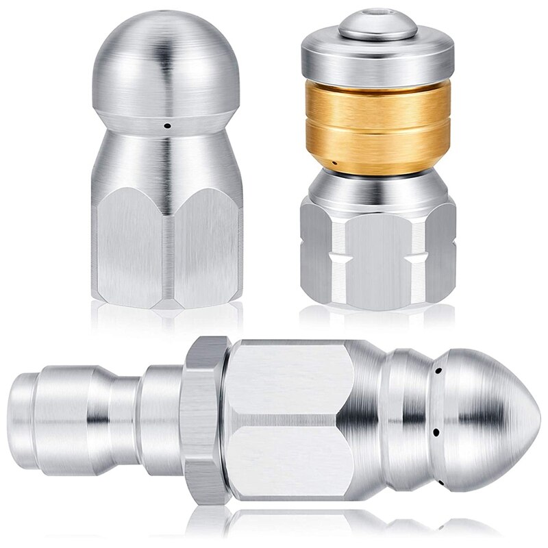 3 Stuks Riool Rioolreinigers Nozzle Roterende Knop Neus Riool Jetting Mondstuk Rvs Vaste Riool Nozzle: Default Title