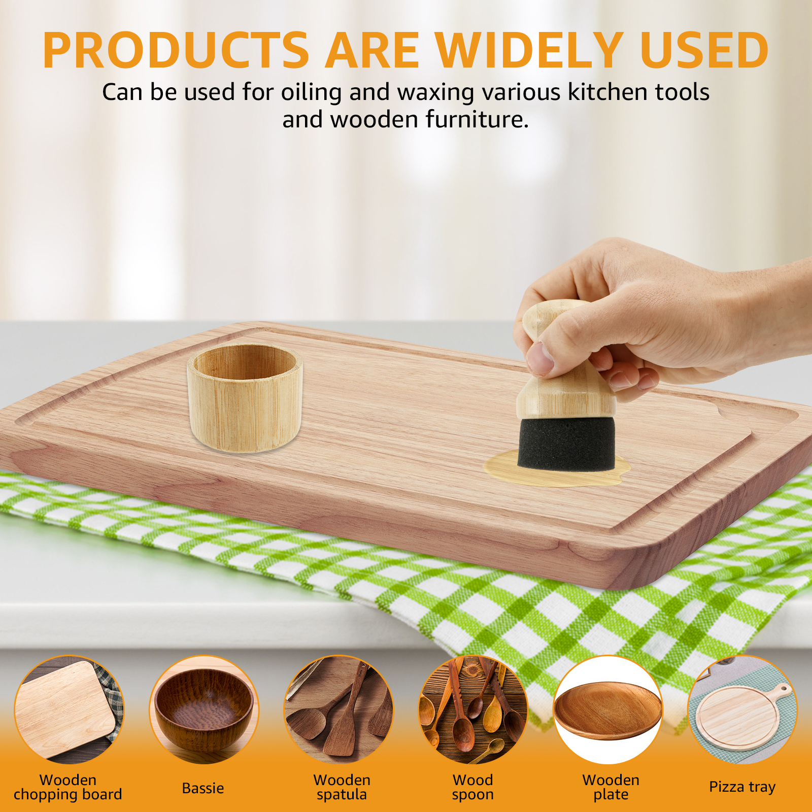 Floor Wax Applicator Cutting Board Oil Wax Applicator with Lid Handle Wood Cutting Board Oil Applicator for Wooden Spatula