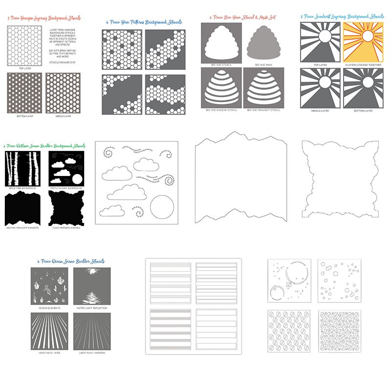 Fond cadre bambou nid d'abeille nuages pochoir en plastique pour bricolage Scrapbooking gaufrage papier carte artisanat peinture modèle