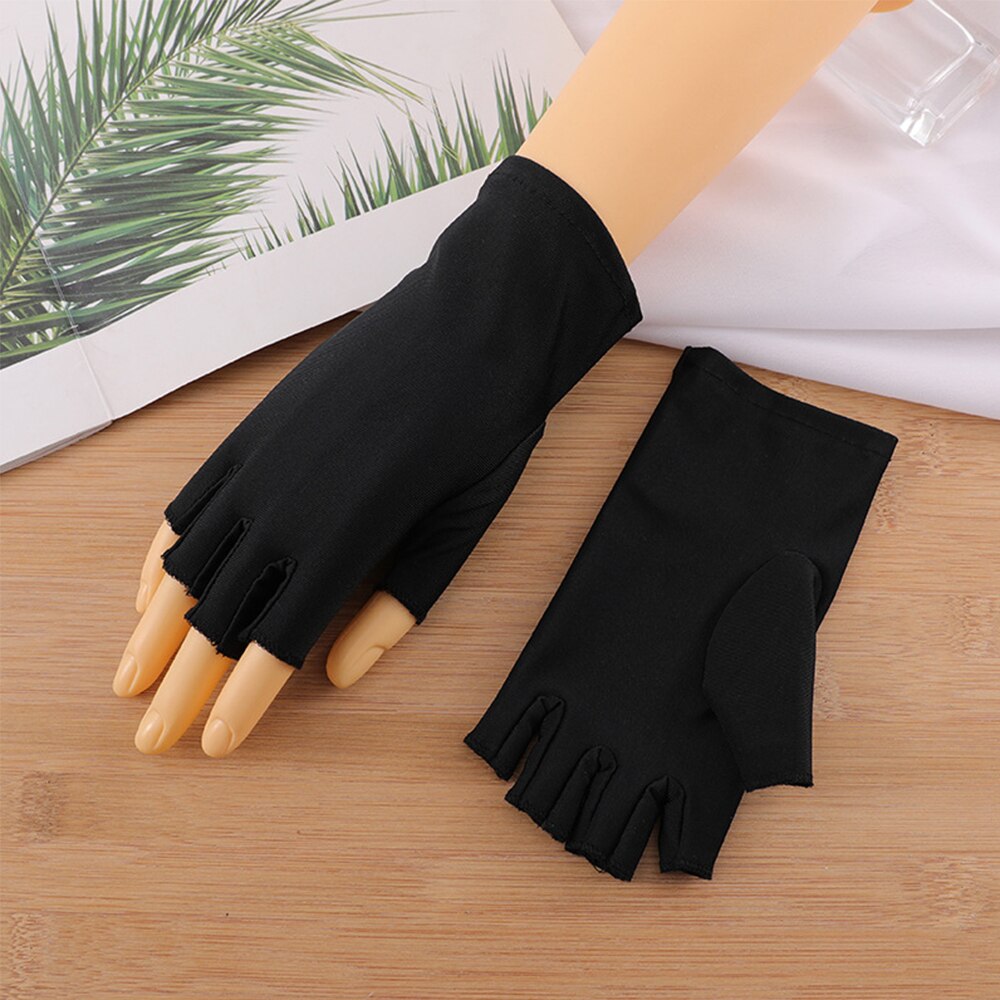 Auto Rijden Handschoenen Anti-Uv Handschoenen Vrouwen Mannen Half Vinger Handschoenen Dunne Zweet Absorptie Ademend Antislip Drive Hand Protector: black