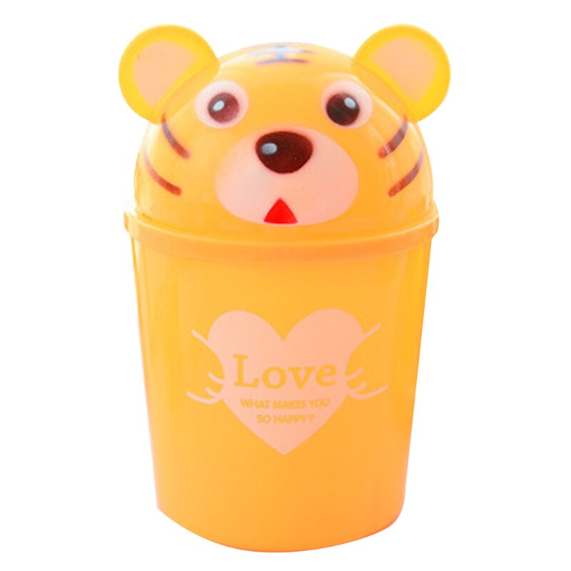1pc Multifunction Waste Bin Desktop Trash Bin Trash Can Storage Bucket Car Toilet Waste Storage Box Organizer Trash Can: Yellow tiger