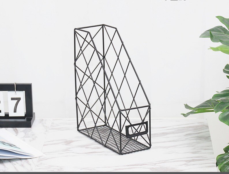 Kontor hjemme arkivhylle metall bøker lagringshylle smijern skrivebord lagringsstativ hylle kontorstativ skrivesaker arrangørholder: Enkeltlag svart