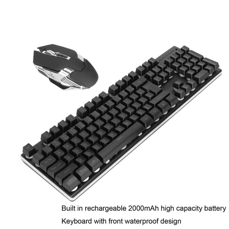 RGB Keyboard Mouse Combo LED Backlit Rechargeable 2000mAh Battery 7D 3200DPI Mice Wireless Keyboard Mouse Set for PC Gamer