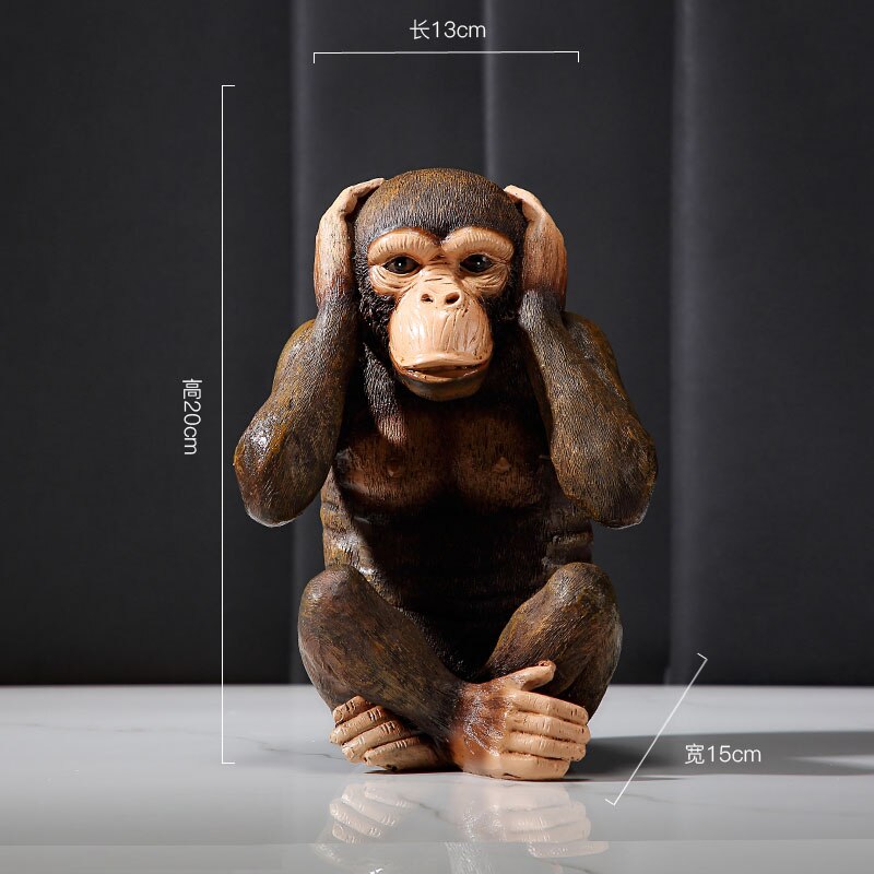 Hars Beeldjes Retro Aap Ornamenten Zen Dier Beeldje Bureau Decoratie Orangutan Simulatie Standbeeld Moderne Home Decor: B