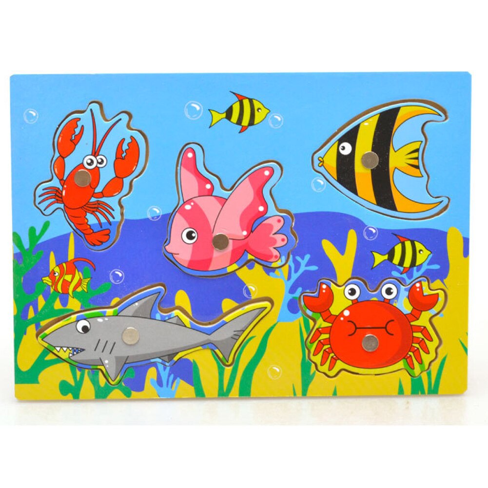 Houten Cartoon Diy Educatief Kids Funny Niet Giftig Games Vroeg Leren Magnetische Vissen Speelgoed