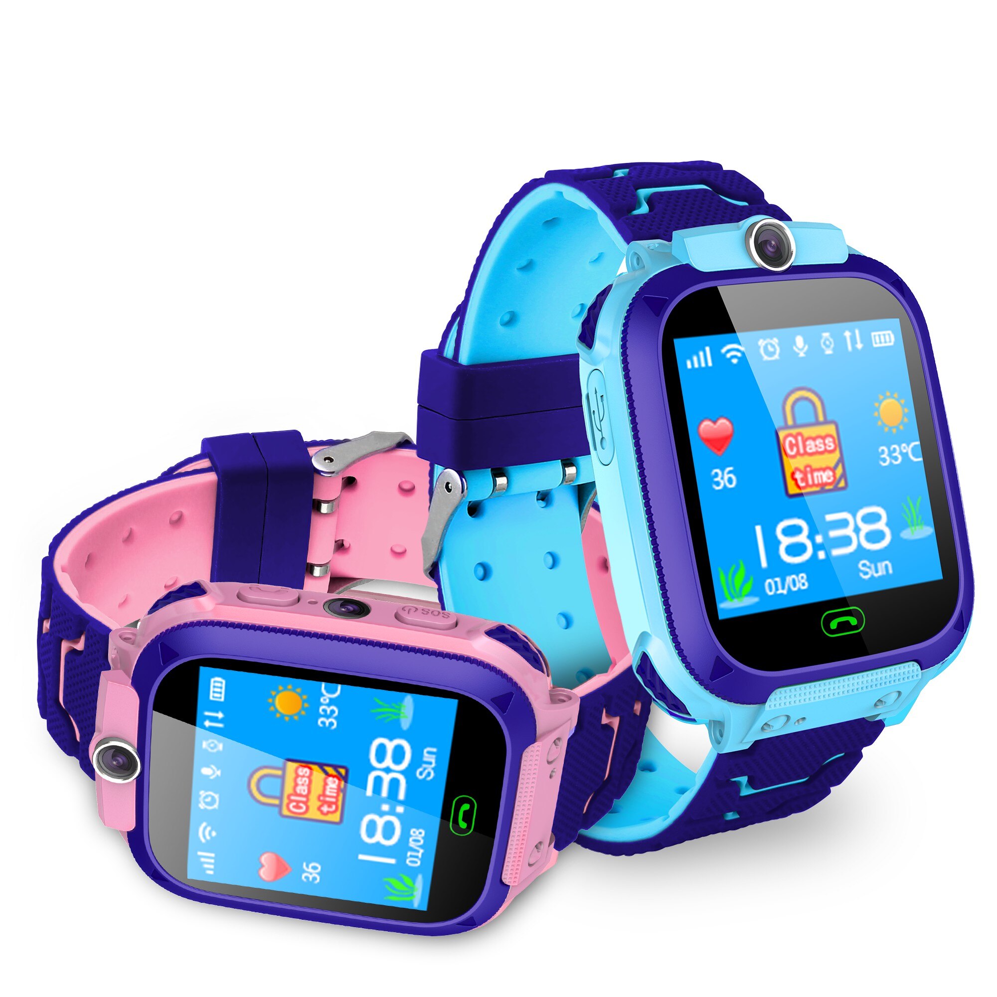 Kinderen Telefoon Horloge Twee-Weg Gesprek Smart Horloge Voor Positionering Intelligente Energiebesparende Horloge Roze Blauw