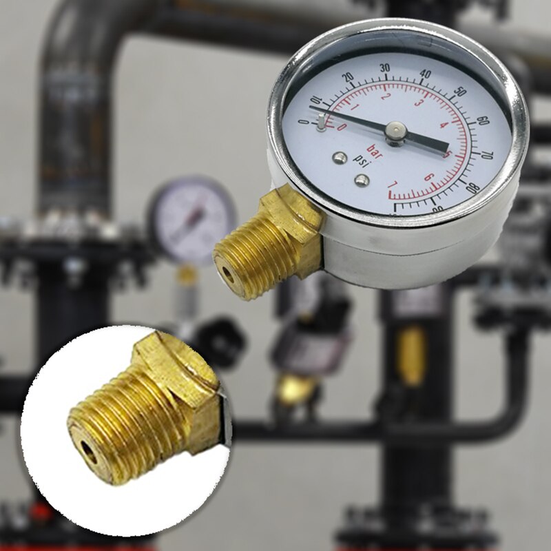 Reliable Dual Scale Mechanical Pressure Gauge for Gas and Water (100psi/7bar) with 1/4" NPT Bottom Mount
