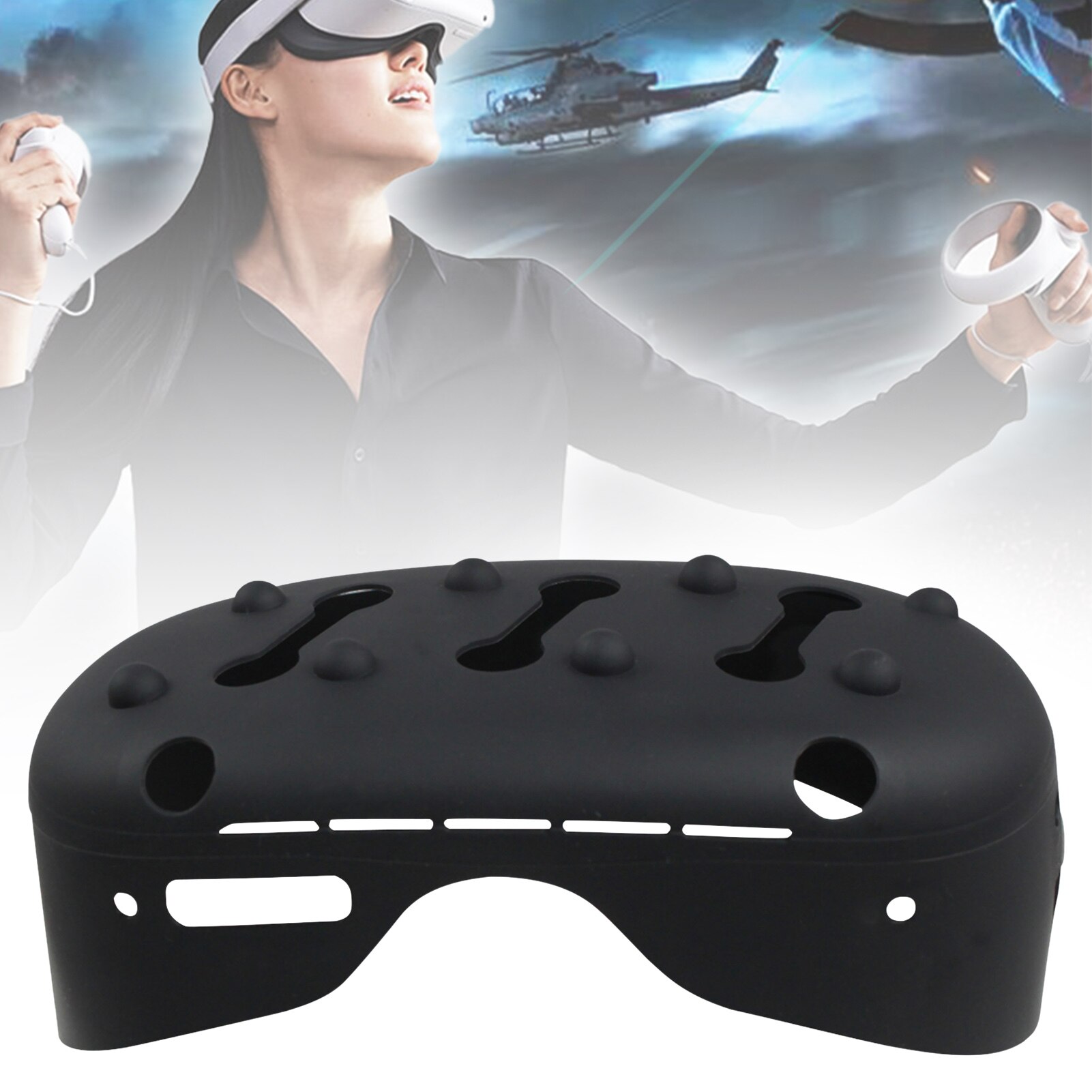 Vr Helm Beschermende Front Cover Voor Oculus Quest 2 Vr Siliconen Anti-Throw Bescherming Case Headset Accessoires