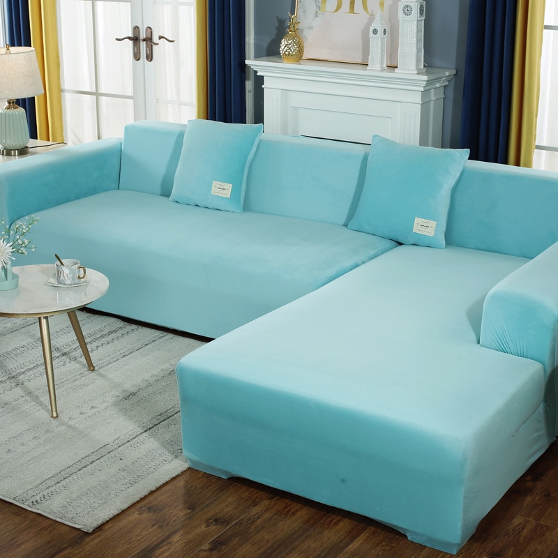 Sametti pehmo l-muotoinen sohvan päällinen olohuoneeseen elastinen huonekalu sohva päällinen leposohva kulmasohvan päällinen setti stretch