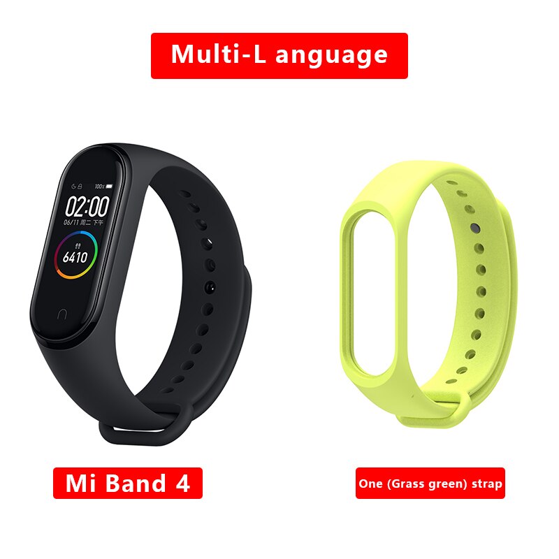 Xiaomi MiBand4 Fitness Tracker 0.95Color AMOLED 5.0 Smart Bracelet Monitor 50m Waterproof 135mAh up to 20Days Activity Tracker: Grass-green