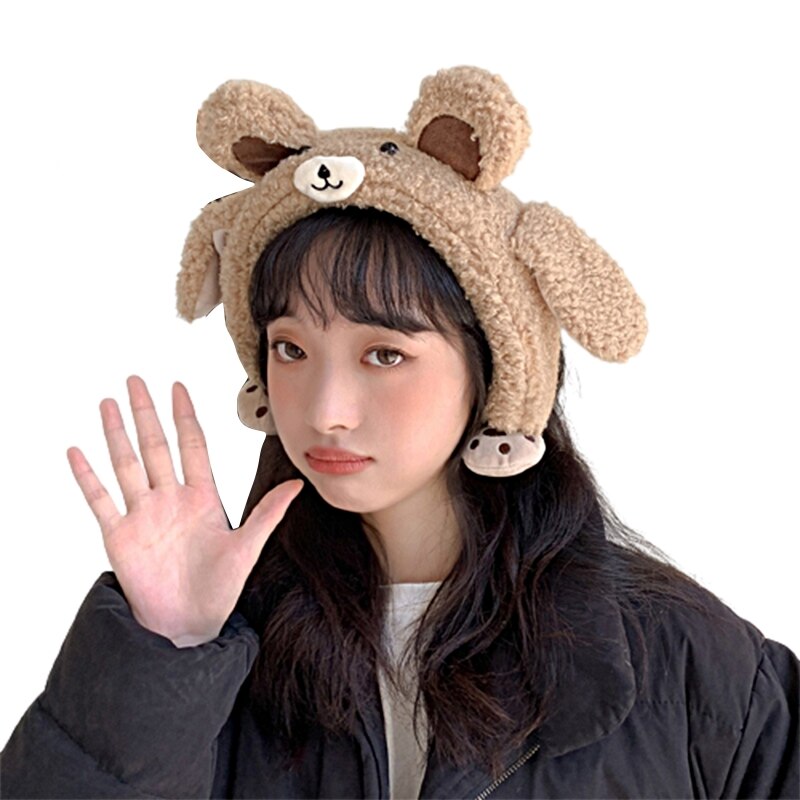 Animal Hat With Moving Ears Cute Headband Moving Ear Muffs For Women Fleece Ear Muffs Headband Bear Ear Muff M6CD: 3